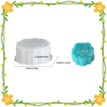 3D flower resin mold with a finished blue floral candle and precise size markings - Flower Style 005 / Semi-transparent White