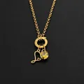14K vergulde roestvrijstalen ketting met hart hanger en een gele zirkonia steen - S