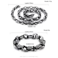 Specifiche del set collana e bracciale punk in acciaio inossidabile con dimensioni e pesi - Set Collana e Bracciale