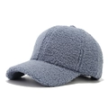 Gorra de béisbol de lana de cordero azul para mujer con textura de felpa cálida de invierno - Talla única / Azul claro