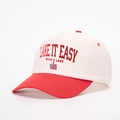 Gorra de béisbol bicolor con bordado LAKE IT EASY y visera roja de algodón suave - Blanco Roto Empalmado Rojo