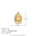 Oval Radiant Starburst Heart Pendant - Gold