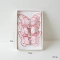 Lot de pinces papillons roses en résille avec plumes et paillettes pour sapin de Noël - Style Maille Rose Plume