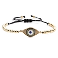 Adjustable evil eye charm bracelet with gold beads and woven black cord for women - Black Rope with Copper Beads