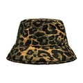 Dettaglio del cappello pescatore leopardato con trapuntatura a rombi e finitura satinata - M (56-58cm) / caffè