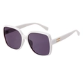 Chic square polarized sunglasses with white plastic frame and gold metal accents - Cream White Frame Purple Lens (C10)