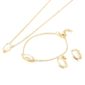 Set in acciaio al titanio dorato con collana, bracciale e orecchini in zircone - Oro (KS200527-KFC)