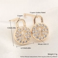 Elegant 18k gold plated copper lock earrings with sparkling AAA cubic zirconia crystals - Lock Shape