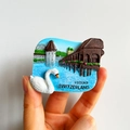 3D resin fridge magnet featuring Luzern Switzerland Chapel Bridge and swan design - (78) Water Tower Switzerland