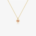 S925 sterling silver gold chain necklace featuring a pink-orange zircon pendant - Necklace / Champagne / 18K Gold