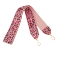 Pink floral jacquard wide shoulder strap with gold metal swivel clasps for handbags - Pink Rose Red Floral