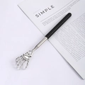 Extendable silver stainless steel back scratcher with skeleton hand and black grip - Skeleton Hand Black