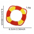 Macro detail of red and yellow lifesaver embroidered patch with size dimensions - Lifebuoy Style (16#)