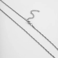 Silver stainless steel twist chain necklace featuring a lobster clasp and extension - 2.4mm Twisted Gypsophila Chain / 40+5CM Extension Chain / Steel