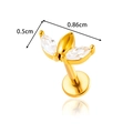 Gouden labret piercing van roestvrij staal met marquise zirkoon en binnendraad - Marquis Blad Stijl (0196-1#) / Goud