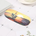 Artistic oil painting hardshell eyewear case featuring sunset lake and boat landscape - Sailing Boats