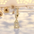 Golden S925 silver hoop earring with letter B pendant and shimmering white zircons - Letter B (Gold)