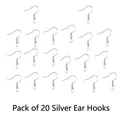 Set of 20 silver fish hook earring wires for DIY jewelry making and resin crafts - Silver Earring Hooks / 20 Pieces Set / Silver