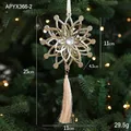 Goldener Schneeflocken-Anhänger mit Diamant-Imitat und Quaste am Weihnachtsbaum - Goldblatt / Gold