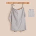 Detail of light gray double gauze cotton nursing cover and drawstring storage bag - Light Gray