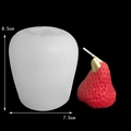 White silicone mold for strawberry candles with 8.5cm height and 7.5cm width specs - H63 Large Strawberry