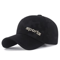Gorra de béisbol de camuflaje negro ajustable con bordado sports y agujeros de ventilación - Negro Bordado Dorado