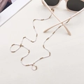 Chaîne de lunettes en perles blanches et dorées avec boucles en silicone réglables - Rose Pâle et Blanc (S-002)