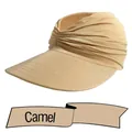 Camel wide brim sun visor hat for women featuring ruched headband design for summer - One Size / Camel