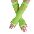 Neon green long fishnet gloves for party and stage performances with open finger design - One Size / Fluorescent Green