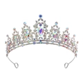 Silver bridal crown with AB iridescent crystals and rhinestones for wedding hairstyles - Silver AB