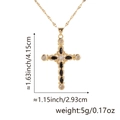 Gold cross pendant necklace with black stones and clear zircon measurement display - Style Q (Luxury Cross/Black Zirconia)