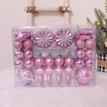 Set de adornos navideños rosas irrompibles con bolas de purpurina y colgantes de estrella - Rosa