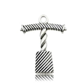 Silver T-shaped alloy charm with spiral texture and square base for DIY jewelry - 10564-Antique Silver T-Shape Opener