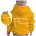 Sweat à capuche jaune pour enfants avec texte 'You are enough' et citation au dos - 100cm / Jaune