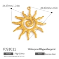 Ciondolo cuore sole in acciaio inossidabile placcato oro 18k per gioielli fai da te - Sole (PJ91011)