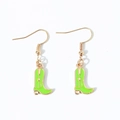 Detailed close-up of green western cowboy boot earrings with gold star accents - Earring Hooks / Green