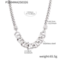 Silberne Edelstahl-Schweinenasenkette mit klobigen geometrischen Gliedern für Damen - 45+6cm / Silber