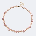 Pink and dark red crystal gemstone necklace with 18K gold plated base and lobster clasp - Pink & Red Mixed Shapes (Gold Base)