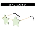 Rimless star shaped sunglasses with gold metal frame and transparent light green lenses - Golden Frame / Light Green Lens