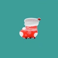 Pince à cheveux festive en forme de chaussette de Noël rouge et blanche avec flocons - Chaussette de Noël 5cm