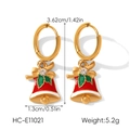 Détail des boucles d'oreilles cloche de Noël rouge avec dimensions et spécifications - Style Cloche de Noël (HC-E11021)