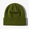 Olive green ribbed knit beanie with a folded cuff for warm autumn and winter fashion - One Size / Army Green