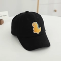 Close-up of yellow dinosaur embroidery on kids' black cotton baseball cap fabric - 52CM(2-6 Years) / Black