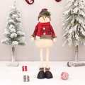 Süße Weihnachts-Schneemann-Puppe aus Plüsch mit langen Beinen und rotem Strickpullover - Schneemann / YF202201B (Teleskopisch)