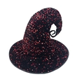 Sombrero de bruja de terciopelo negro con lentejuelas rojas y punta curva para cosplay - Talla única / Lentejuelas Rojas
