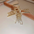 Golden irregular metal hair claw clip with vintage lantern and pearl charms - Lantern Pearl Tassel Style (HH3718)