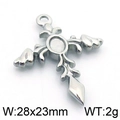 Polierter silberner Edelstahl Kreuzanhänger in 28x23mm für die DIY Schmuckherstellung - 28*23mm / Stahlfarbe (KLJ5638-Z)