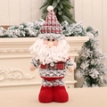 Bambola telescopica di Babbo Natale in peluche con cappello a quadri rossi e grigi - Babbo Natale