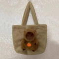 Cute Capybara plush backpack in khaki color with orange detail for children - Capybara Doll Handheld Style / 28cm