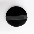 Soft black crystal velvet round powder puff with silk ribbon strap for makeup setting - Loose 55x10mm / Black